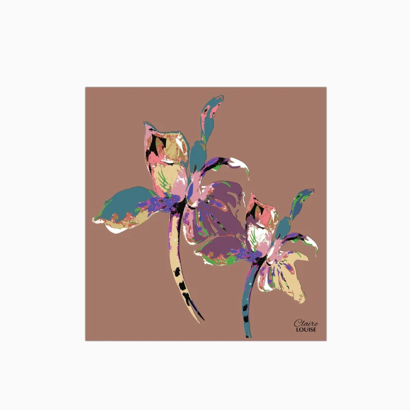 Image of Claire Louise Flora Pop Mocha Mousse Iris Glass Kitchen Splashback Size: 700mm x 750mm Multicolor Unisex 700mm x 750mm