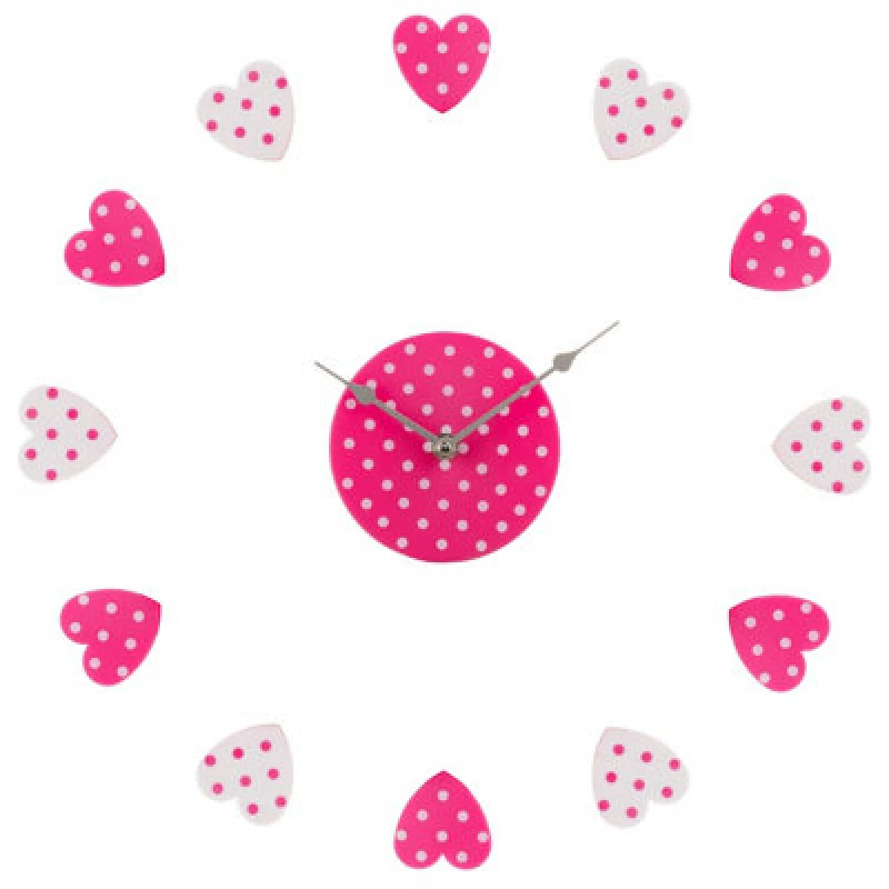 Image of Premier Housewares Interiors by Premier Heart Plastic DIY Wall Clock Pink