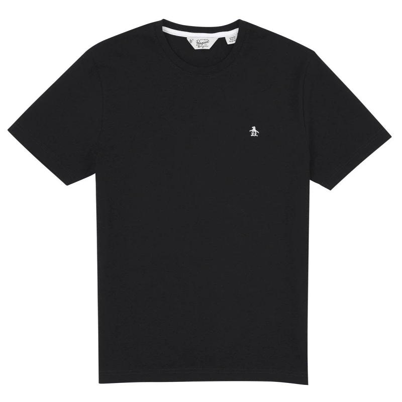 Image of Original Penguin Pin Point Embroidered T-Shirt - Black S