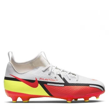 Image of Nike Phantom GT Academy DF Junior FG Football Boots - White/Crimson