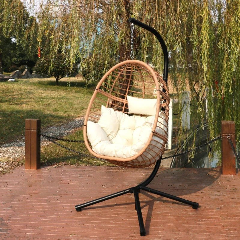 Image of Linea Studio Kokomo Hanging Egg Chair Beige/Black unisex One Size