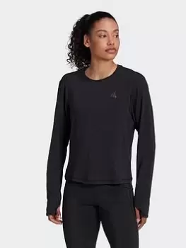 Image of adidas Run Icons Made with Nature Running Long-Sleeve Top, Black, Size L, Women