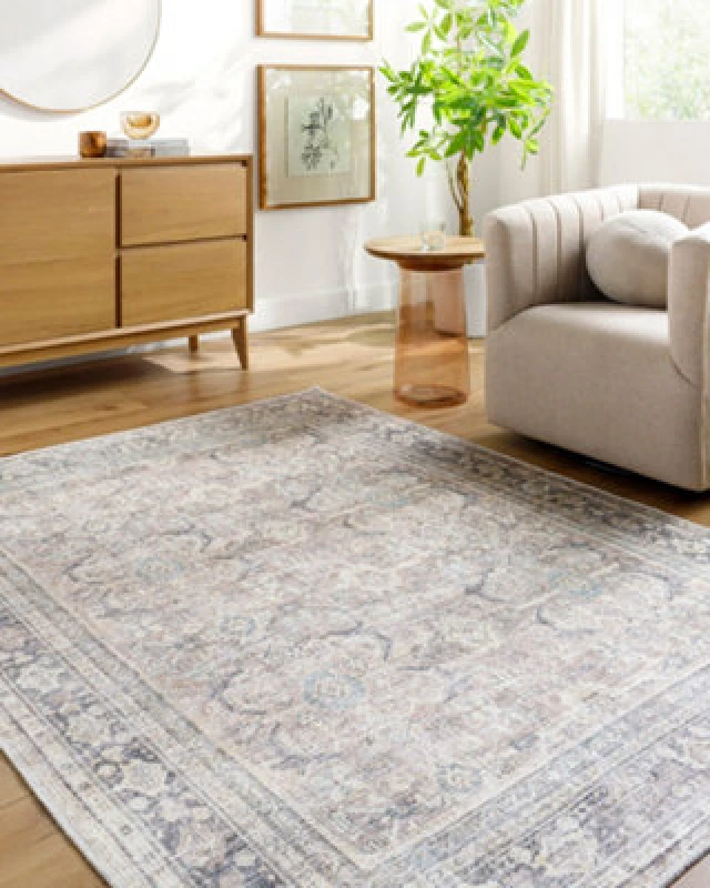 Image of Becki Owens X Livabliss Machine Washable Oriental Boho Light Silver Darling Area Rug 160 X 213cm - Ideal For Living Room