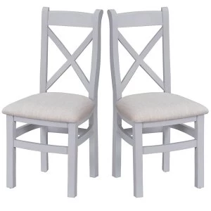Image of Robert Dyas Madera Ready Assembled Pair of Cross Back Wooden Chairs /Nautral