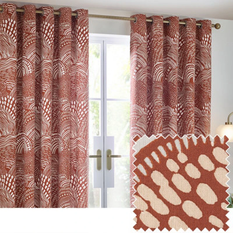 Image of Nola Abstract Curtains Chestnut, Chestnut / 117 x 183cm