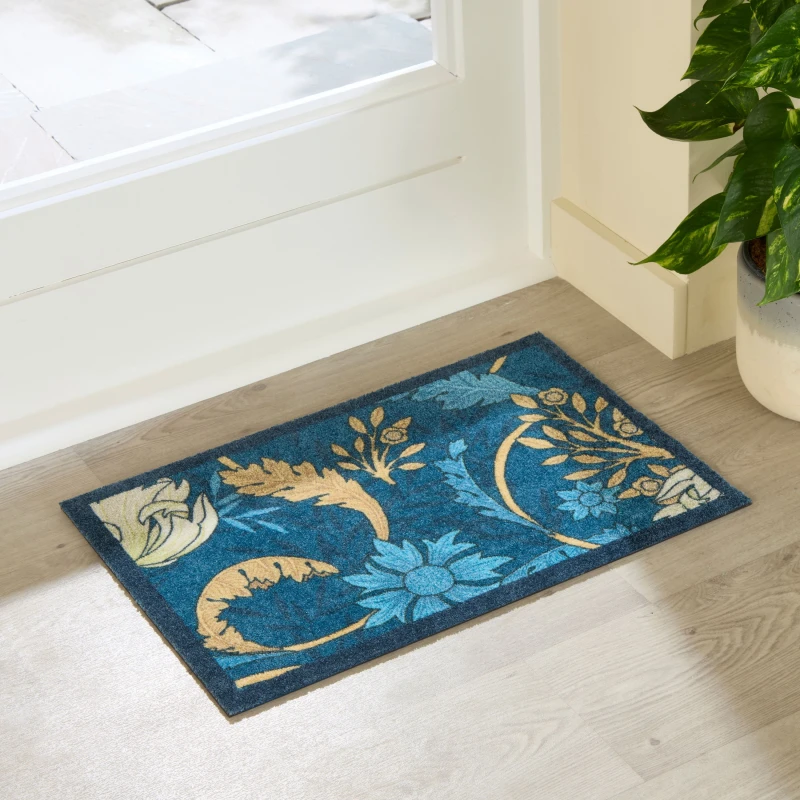 Image of Artsy Mats William Morris Blue Indoor Washable Doormat 60X40Cm, Blue IND6040-WMBlue
