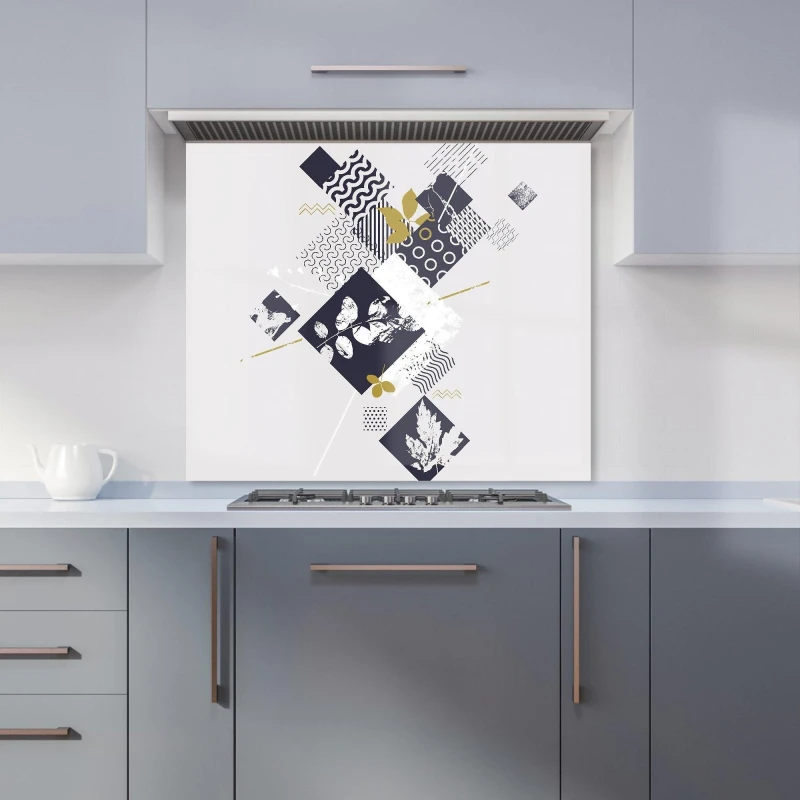 Image of Warren Reed - Designer Abstract Botanical Kitchen Splashback in Grey Size: 900mm x 650mm Grey Unisex 900mm x 650mm