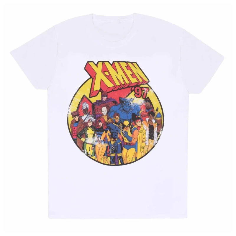 Image of X-Men Mens '97 Team Distressed T-Shirt in White Size: Medium White Male M