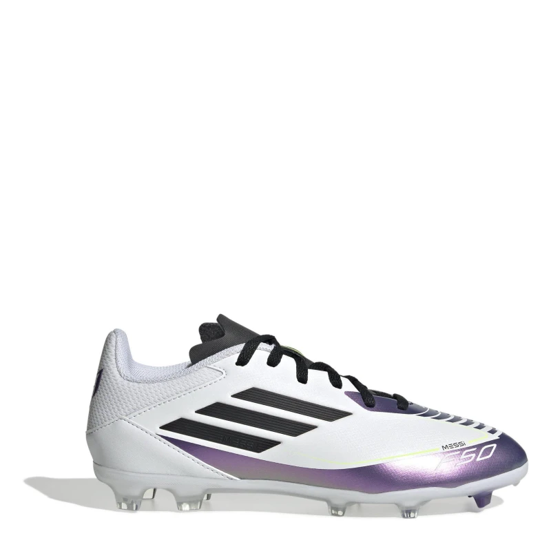 Image of adidas F50 League Junior Firm Ground Football Boots White/Purple male 4 (36.5)