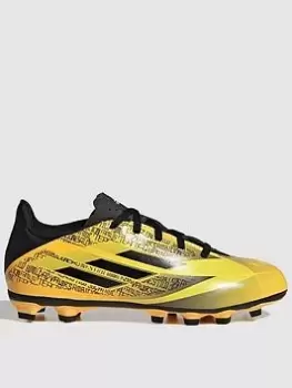 Image of adidas JUNIOR MESSI X SPEED FORM.4 FIRM GROUND FOOTBALL BOOT, Gold, Size 2