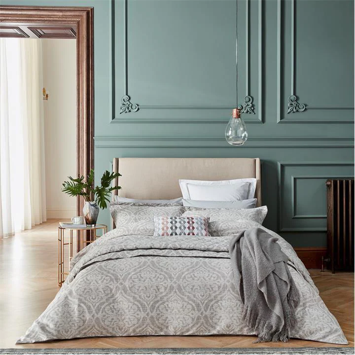 Image of Bedeck of Belfast Silver Cotton and Polyester 180 Thread Count Sezan' Duvet Cover - double