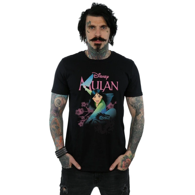 Image of Disney Men Mulan My Own Hero T-Shirt in Black Size: Small Black S Male 5059308858160