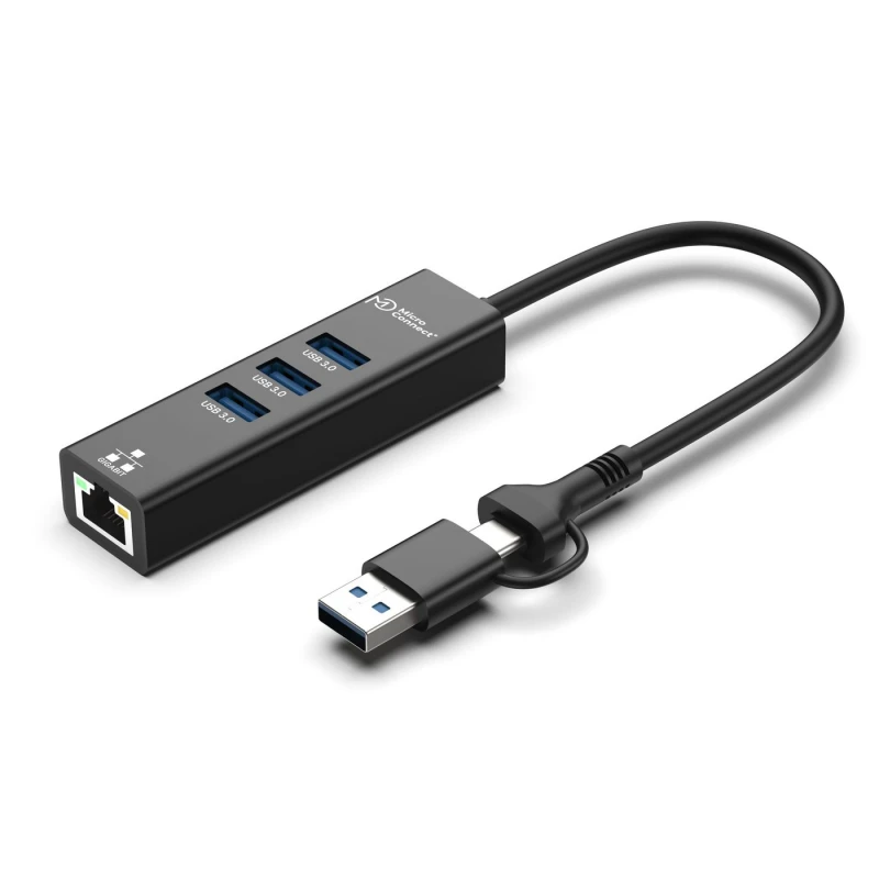 Image of Microconnect USBHUB-RJ45-2IN1 interface hub USB 3.2 Gen 1 (3.1 Gen 1)