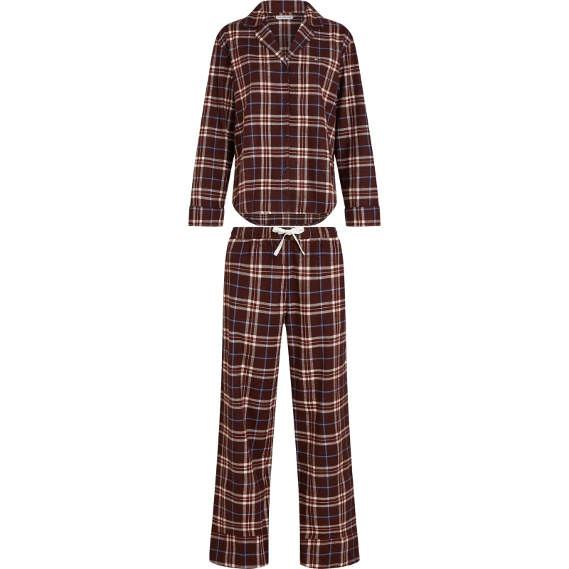 Image of Tommy Hilfiger Womens Long Sleeve Pyjama Set Burgundy female 8 (XS)