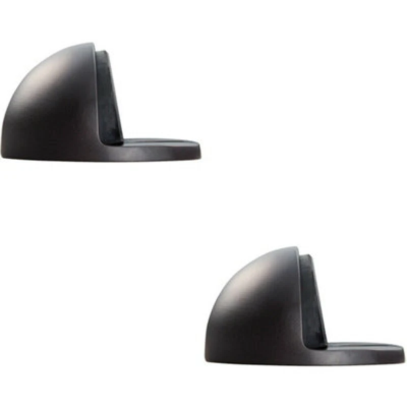 Image of Loops 2x Floor mounted Oval Doorstop 44 x 22mm Matt Bronze Half Moon Stopper Multi