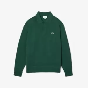 Image of Mens Lacoste Relaxed fit Polo Shirt Collar Wool Sweater Size 4 - M Green
