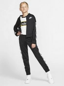 Image of Nike Sportswear Girls Tricot Tracksuit - Black/White Size M 10-12 Years, Women