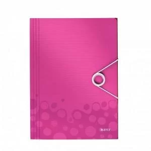 Image of Leitz WOW 3 Flap Folder A4 Polypropylene 150 Sheet Capacity Pink