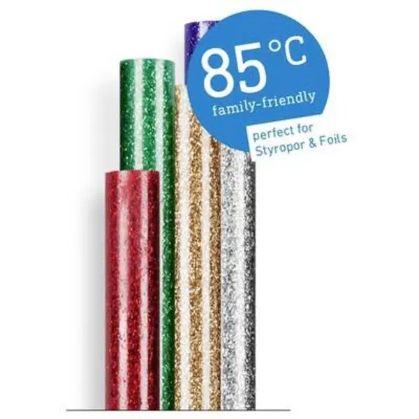 Image of Steinel Hot melt glue sticks 7mm 150 mm Multi-coloured, Glitter effect, Gold, Silver, Red, Green, Blue 96g 16 pc(s)