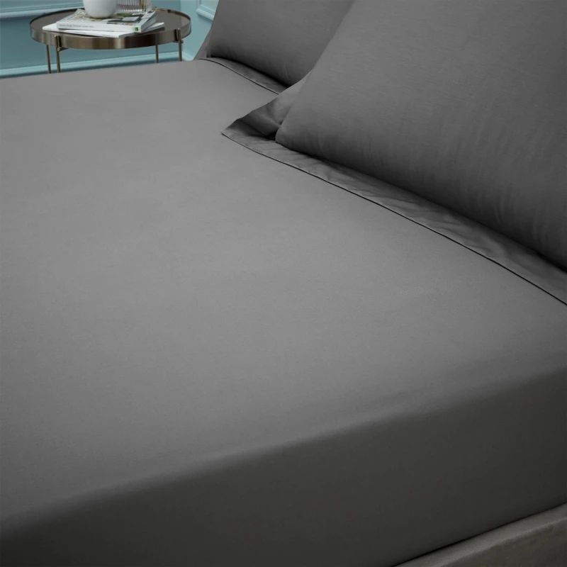 Image of BIANCA Bianca Plain Dye 100% Egyptian Cotton 180 Thread Count Fitted Sheet, Charcoal, Super King BD/57496/R/SKFD/CHC