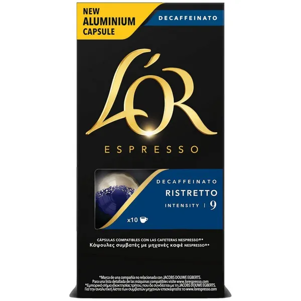 Image of L'OR Decaffeinated Ristretto Espresso Coffee 10 Capsules