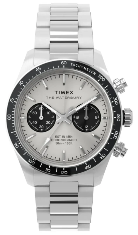 Image of Timex TW2Y19200 Waterbury Heritage Chronograph (39mm) Silver Watch