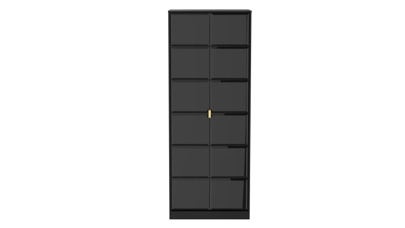 Image of Hanover Ready Assembled 2 Door Wardrobe In Deep Black & Black Matt - Welcome Furniture TJ Hughes 5056071042031