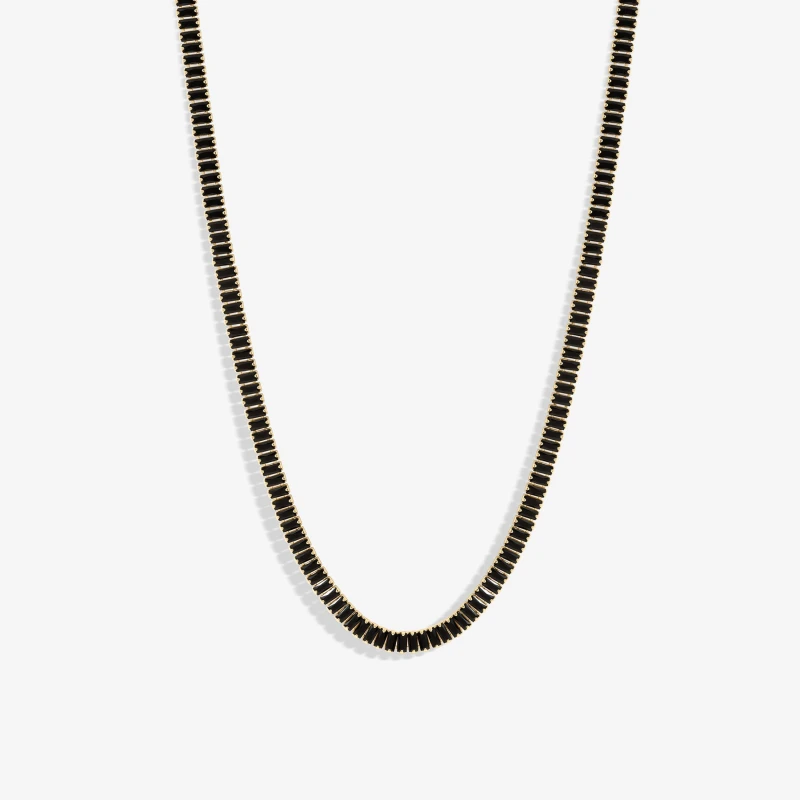 Image of Inicio Gold Plated Jet Baguette Stone Tennis Necklace Jewellery Sets One Size Gold 40439510000