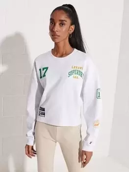 Image of Superdry Varsity Arch Batwing Crew - White, Size 14, Women