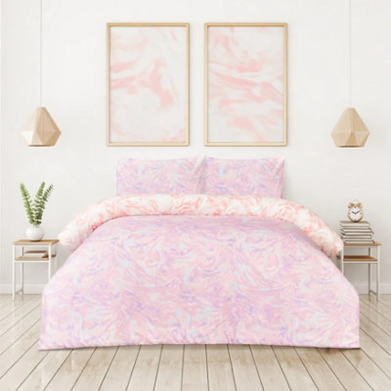 Image of Smart Living Smart Living Luxury Soft Reversible Oiled Swirl Duvet Cover & Pillowcases in Lilac Size: Single Lilac Single Unisex 5056557581283