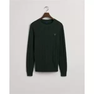 Image of Gant Cotton Cable Knit Crew Jumper - Green