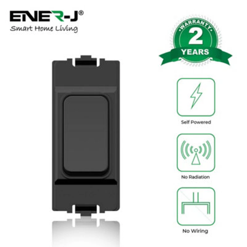 Image of Ener-J Ener - J 1 Gang Wireless Kinetic Grid Switch Black