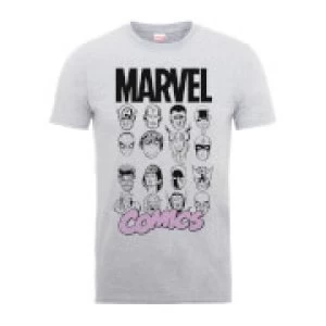 Image of Marvel Comics Multi-Faces Mens Grey T-Shirt - S - Grey