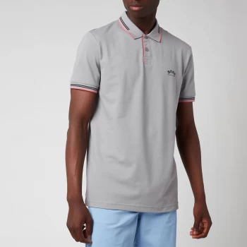 Image of Hugo Boss Athleisure Paul Stretch Pique Curved Logo Polo Shirt Grey Size XL Men