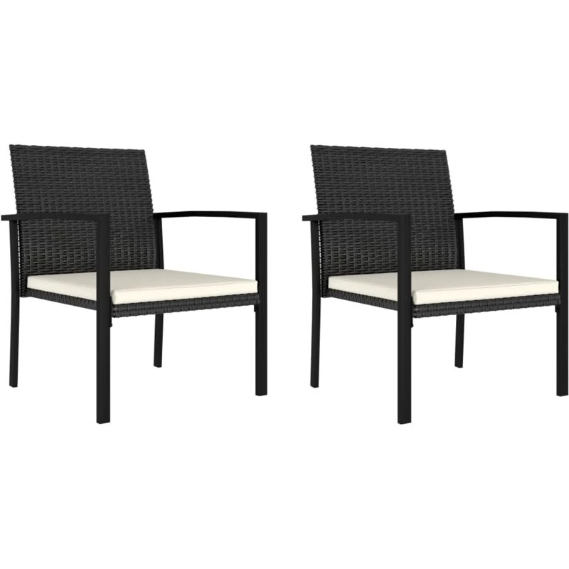 Image of VIDAXL Garden Dining Chairs 2 pcs Poly Rattan Black Vidaxl 8720286682500