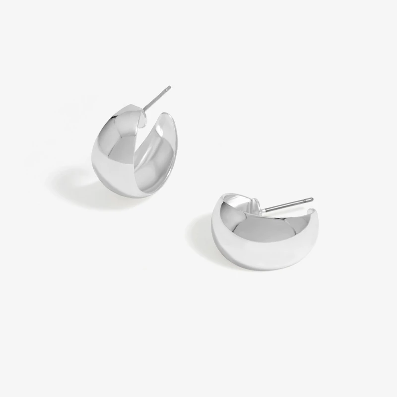 Image of Jon Richard Silver Plated Polished Hoop Earrings Silver