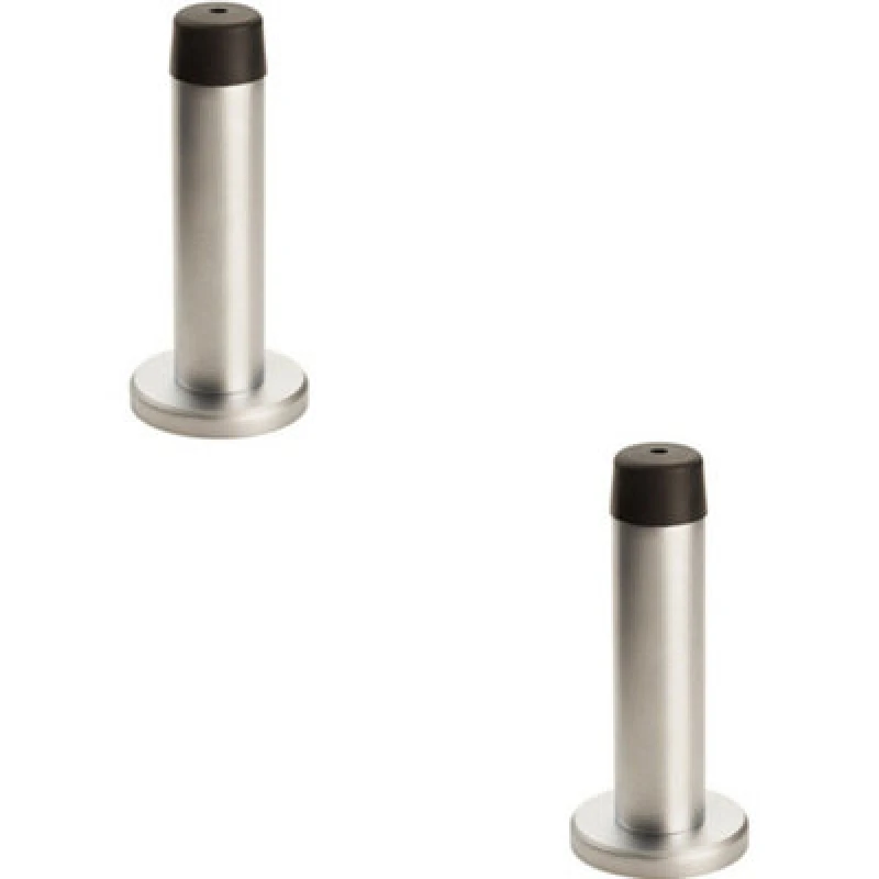 Image of Loops 2x Rubber Tipped Doorstop Cylinder with Rose Wall Mounted 71mm Satin Chrome Multi