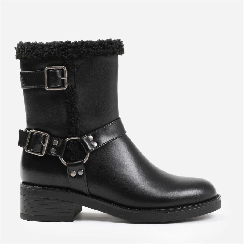 Image of Where's That From 'Olivia' Wide Fit Ankle Boot With Buckle Detailing Black