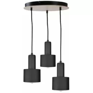 Image of Keter Luce Cluster Pendant Ceiling Light Black, Wood, 30cm, 3x E27