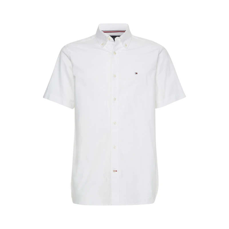Image of Tommy Hilfiger Short Sleeve Oxford Shirt White YBR male M