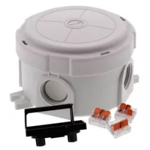 Image of Wiska COMBI Polypropylene Round Weatherproof Junction Box With 4 Self Sealing Cable Inlets Grey - 10110635