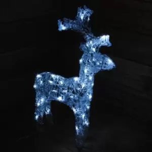 Image of 60cm Tall 50 Cool White LED Acrylic Outdoor Standing Twinkling Reindeer Figure