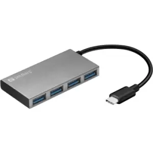 Image of Sandberg USB-C to 4 xUSB 3.0 Pocket Hub