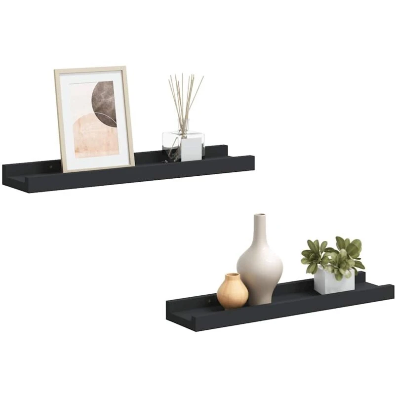 Image of VIDAXL Vidaxl - Picture Frame Ledge Shelves 2 pcs Black 40x9x3cm mdf 8720286075623