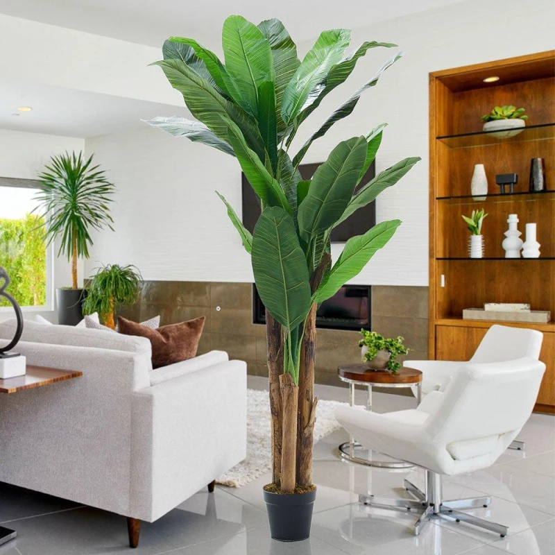 Image of LIFE IDEAS 180cm Artificial Plant Fake Banana Tree in Pot Green Black unisex One size