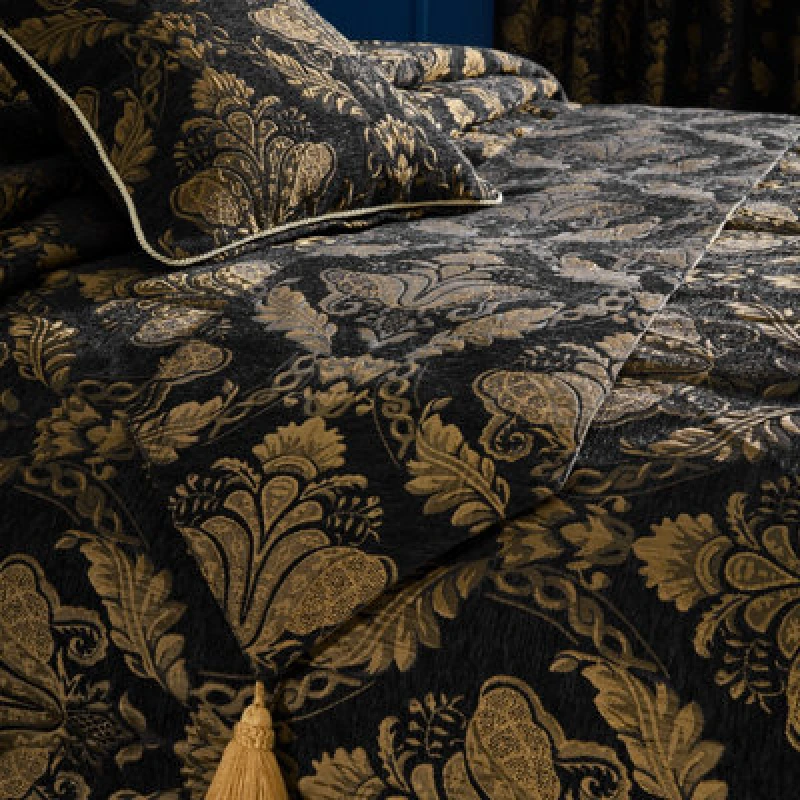 Image of Paoletti Paoletti Shiraz Jacquard Chenille Runner in Black One Size Unisex 5025532811554