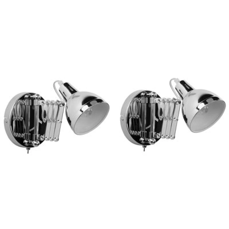 Image of Beliani Set Of 2 Wall Lamps Harrington Adjustable Metal Silver