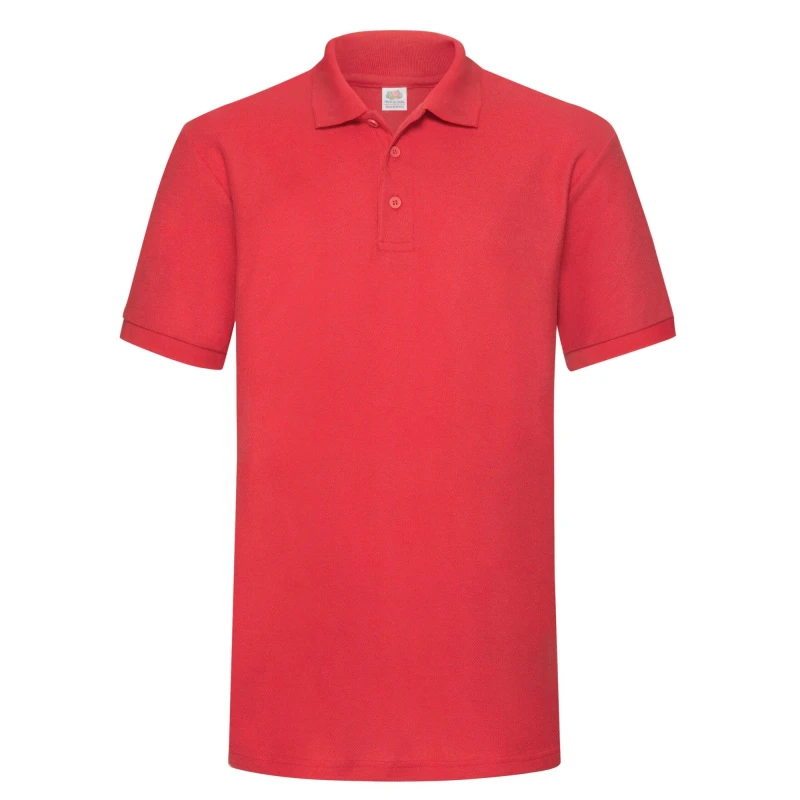 Image of Fruit Of The Loom Fruit of the Loom Men Polycotton Pique Heavy Polo Shirt in Red Size: Small Red S Male 5063470305926