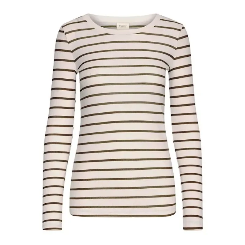 Image of fransa Womens T-Shirt fransa Hizamond Stripe 33 Beige Female XL