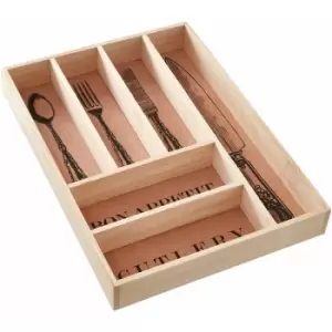 Image of Wooden Vintage Design Cutlery Tray - Premier Housewares